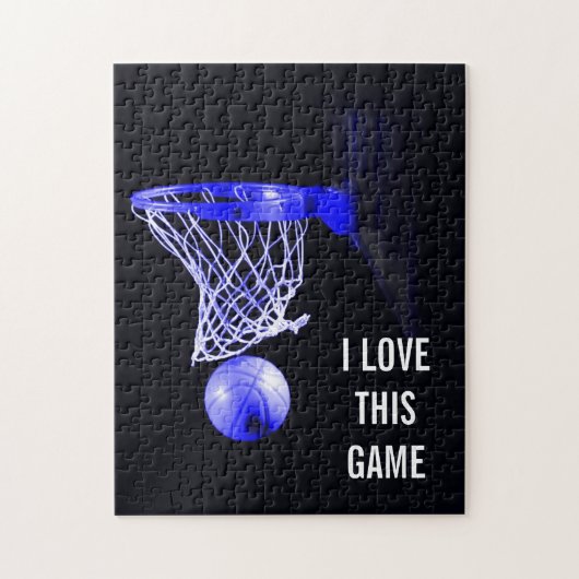 Puzzle Blue Basketball - Sports Illustration Art (Vertical)