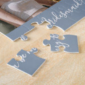 Puzzle Blue Calligraphie Photo personnalisée Bridesmaid P (Côté)