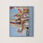 Puzzle Blue Calligraphie Photo personnalisée Bridesmaid P (Vertical)