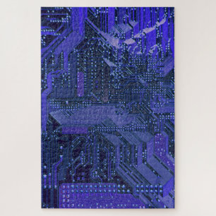 Puzzle Blue Cyber Circuit Board Tech Electronique