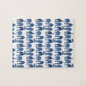 Puzzle Blue Dog Butts Pattern (Horizontal)