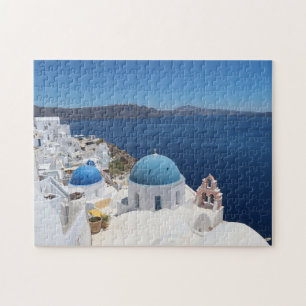 Puzzle Blue dome Church in Santorini