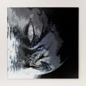 Puzzle Blue Dragon and Moon Illustration  (Horizontal)