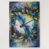 Puzzle Blue Dragonfly Watercolor Botanical (Vertical)