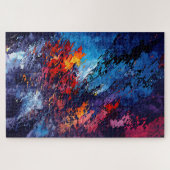 Puzzle Blue Ember Blue Rouge Art Abstrait contemporain (Horizontal)