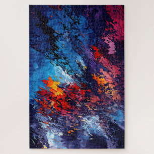Puzzle Blue Ember Blue Rouge Art Abstrait contemporain