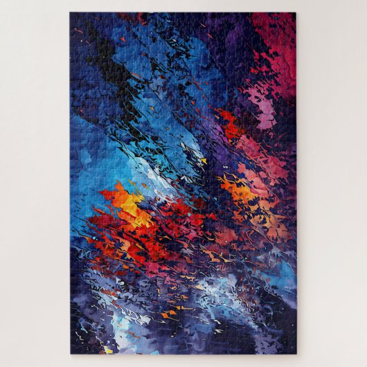 Puzzle Blue Ember Blue Rouge Art Abstrait contemporain (Vertical)
