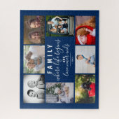Puzzle Blue Family 8 Photo Collage Dire Script (Vertical)