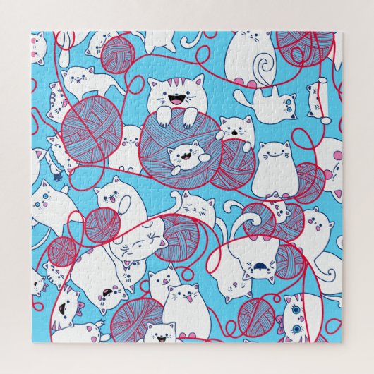 Puzzle Blue Funny mignonne Tricot Kitten Ball (Vertical)
