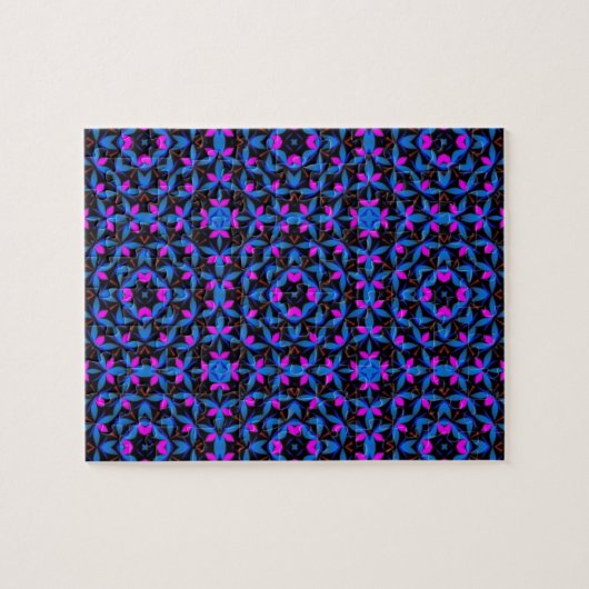Puzzle blue geometric pattern (Horizontal)