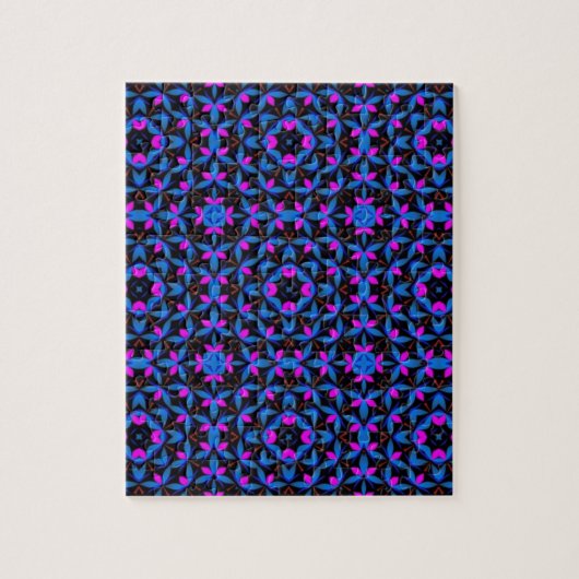 Puzzle blue geometric pattern (Vertical)