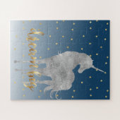 Puzzle Blue Gold Dream Stars Unicorn (Horizontal)