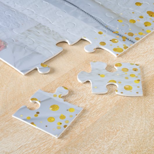 Puzzle Blue Gold Photo Days Joyeux Script brillant Holida (Côté)