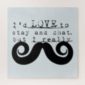 Puzzle Blue Grey Black Funny Humor I Mustache (Vertical)