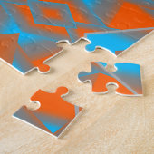 Puzzle Blue Grey Orange Ombre Géométrique Art Abstrait (Côté)