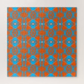 Puzzle Blue Grey Orange Ombre Géométrique Art Abstrait (Horizontal)