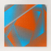 Puzzle Blue Grey Orange Ombre Géométrique Art Abstrait (Horizontal)
