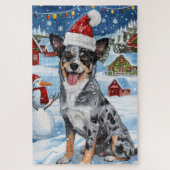Puzzle Blue Heeler Chien Winter Wonderland Noël Joie (Vertical)
