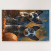 Puzzle Blue Heeler Chiot Automne Citrouille de plaisir (Horizontal)