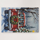 Puzzle Blue Heeler Christmas Red Truck Holiday (Horizontal)