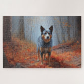 Puzzle Blue Heeler dans les feuilles d'automne automne au (Horizontal)