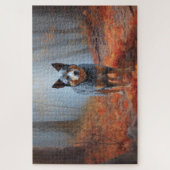 Puzzle Blue Heeler dans les feuilles d'automne automne au (Vertical)