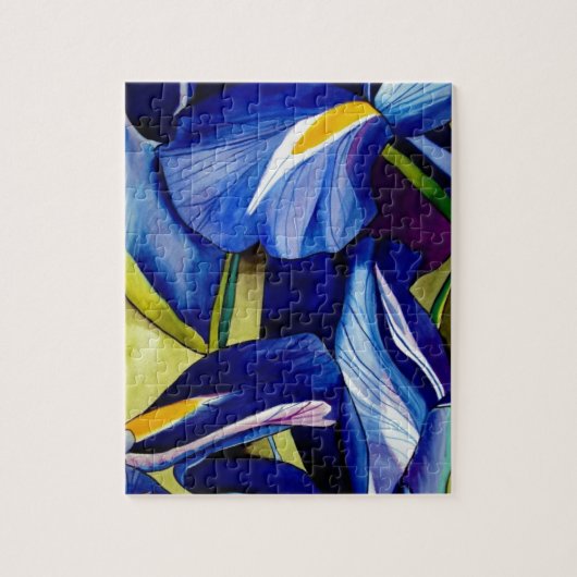 Puzzle Blue Iris fleurs d'aquarelle d'art (Vertical)