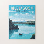 Puzzle Blue Lagoon Islande Travel Art Vintage<br><div class="desc">Blue Lagoon Islande design vectoriel art. Le Blue Lagoon est un spa géothermique du sud-ouest de l'Islande. Le spa est situé dans un champ de lave près de Grindavík et en face du Mont Žorbjörn sur la péninsule de Reykjanes.</div>
