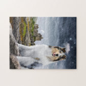Puzzle Blue Merle Rough Collie à Eilean Donan Castle - (Horizontal)