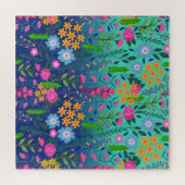 Puzzle Blue Mint Gradient Jardin Fleurs Joli Design (Horizontal)