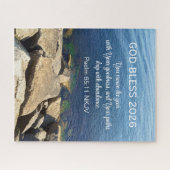 Puzzle Blue Ocean Photo Blessed New Year 2026 Christian (Horizontal)