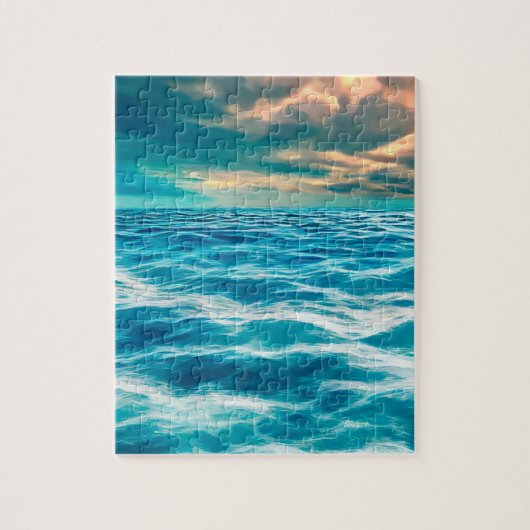 Puzzle Blue Ocean Seascape Ciel nuageux peinture numériqu (Vertical)