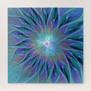Puzzle Blue Purple Flower Dream Abstrait Fractal Art