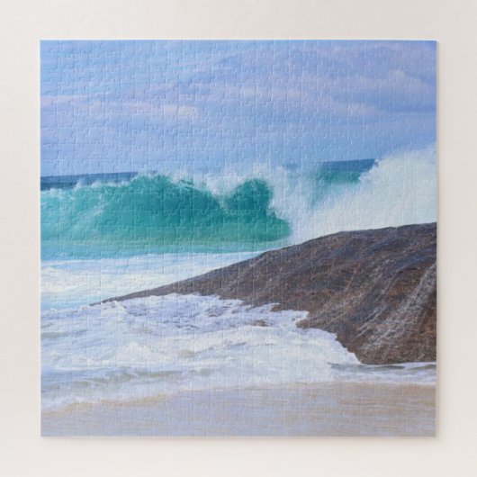 Puzzle Blue Sea Sky Giant Waves Rocks Carré photo (Vertical)