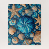 Puzzle Blue Shells Beach Batik Starfish Sand Dollar (Vertical)