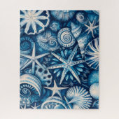 Puzzle Blue Shells Beach Batik Starfish Sand Dollar (Vertical)