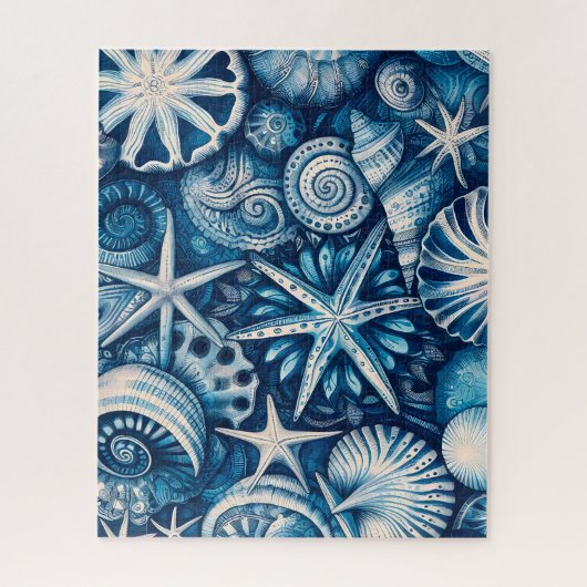 Puzzle Blue Shells Beach Batik Starfish Sand Dollar (Vertical)