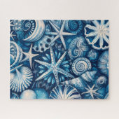 Puzzle Blue Shells Beach Batik Starfish Sand Dollar (Horizontal)