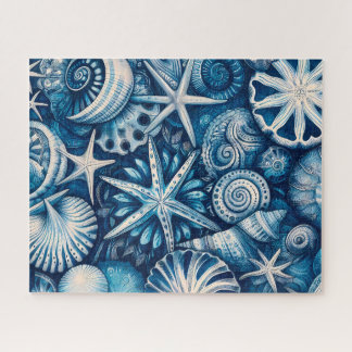 Puzzle Blue Shells Beach Batik Starfish Sand Dollar