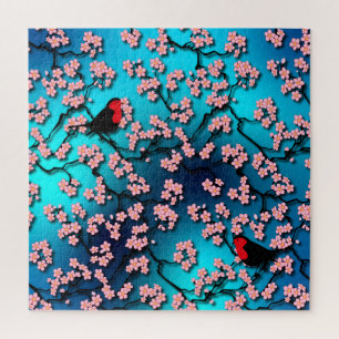 Puzzle Blue Sky Bird Cherry Blossom