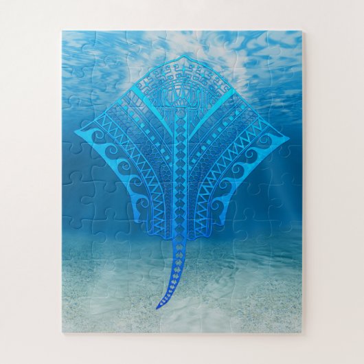 Puzzle Blue Tribal Stingray (Vertical)