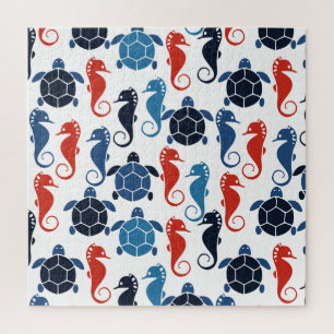 Puzzle Blue Tropical Ocean Sea Turtle Seahorses