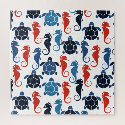 Puzzle Blue Tropical Ocean Turtle Seahores (Vertical)