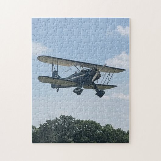 Puzzle Blue Waco Avion Photo Famille Nuit (Vertical)