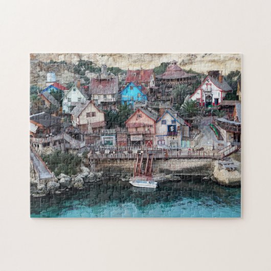 Puzzle Blue Water Village Malte. (Horizontal)