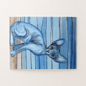 Puzzle Blue Watercolor Sphynx Cat (Horizontal)