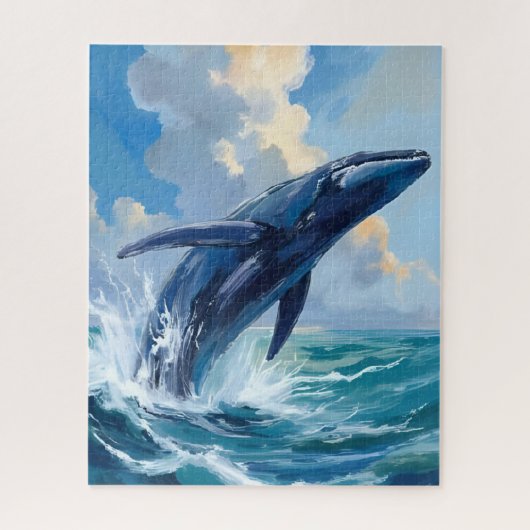 Puzzle Blue Whale Ocean Animal Painting (Vertical)