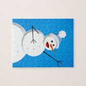 Puzzle Blue Winter Happy Snowman (Horizontal)