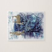 Puzzle Blue Winter Wonderland avec Doe Deer (Horizontal)