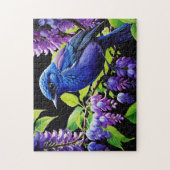 Puzzle Bluebird in the Wisteria (Vertical)